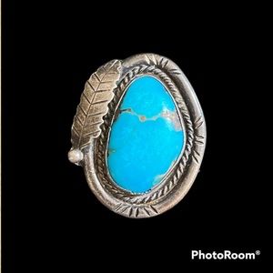 Turquoise Native American feather ring